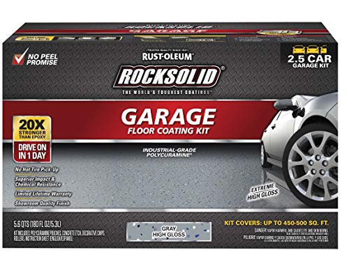 Rust-Oleum RockSolid Polycuramine Garage Floor Coating, 2.5 Car Kit, High Gloss Gray F2688