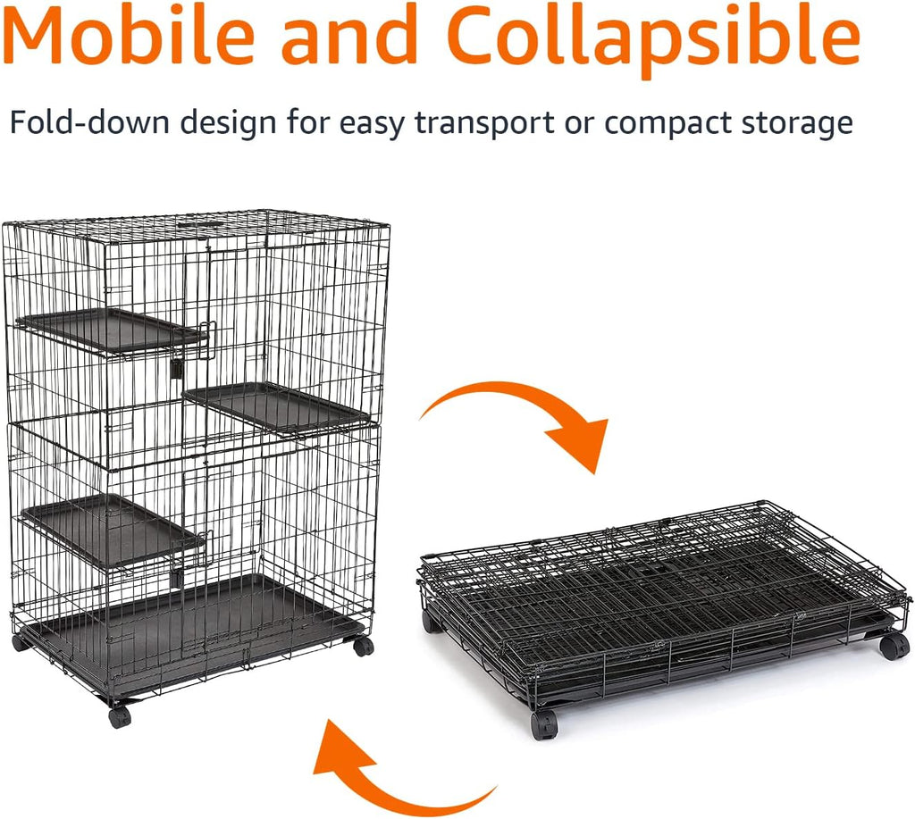 Amazon Basics 3-Tier Cat Cage Playpen, Black M257