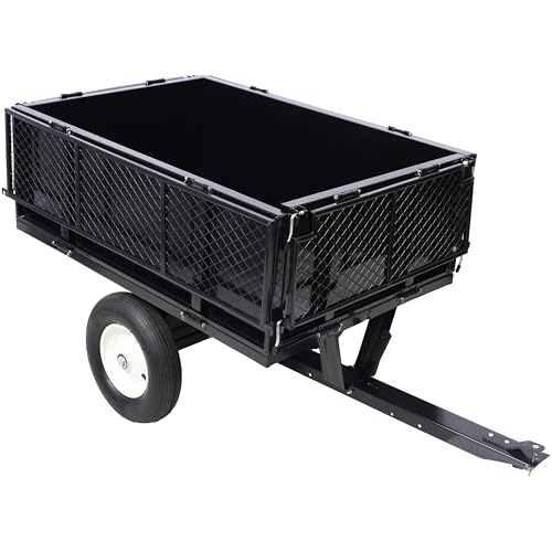 ATV Trailer Steel Dump Cart 750lbs Utility Trailer with Removable Sides B193751