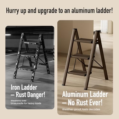 2 Step Lightweight Aluminum Folding Ladder with Anti-Slip Pedals, 330 lbs Capacity D5199