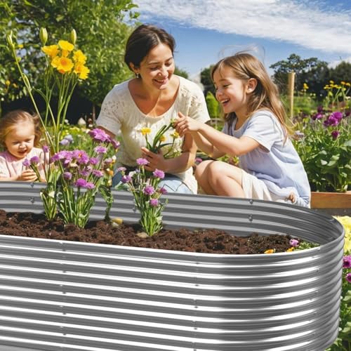 2 Pack 6x3FT Tall Galvanized Raised Garden Bed for Vegetables, Steel, Above Ground X698474
