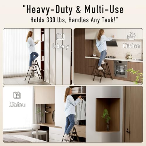 2 Step Lightweight Aluminum Folding Ladder with Anti-Slip Pedals, 330 lbs Capacity D5199
