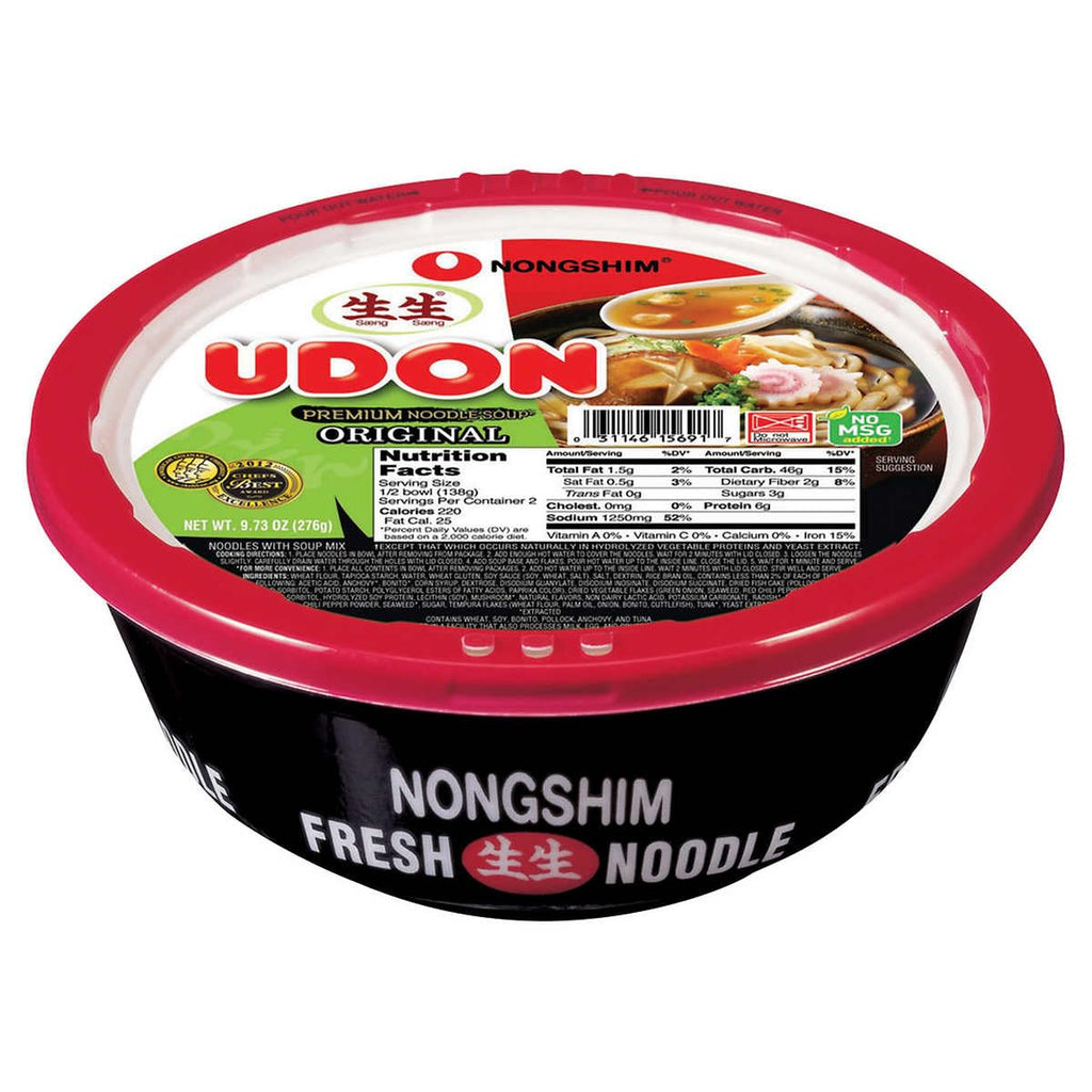 Nongshim Udon Premium Noodle Soup Bowl, Original Flavor, 6 Count U542