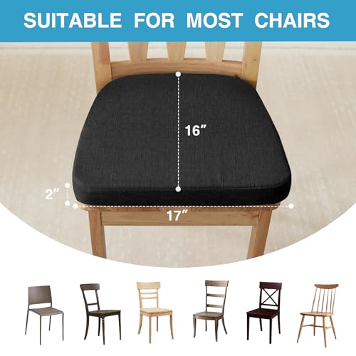 Chair Cushions for Dining Chairs Set of 4, Non Slip with Ties, Black H39445