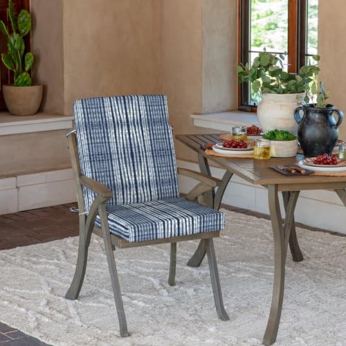 Arden Outdoor Dining Chair Cushion, 20 x 20, Rain-Proof, Peacock Blue Green Texture J4105