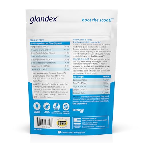 Glandex Anal Gland Soft Chew Treats with Pumpkin for Dogs, Peanut Butter, 30ct T234690