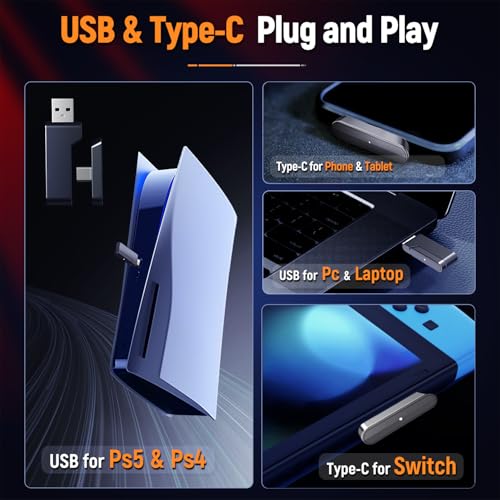 2.4GHz Wireless Gaming Headset for PC PS5 PS4 with Flip Microphone M29946