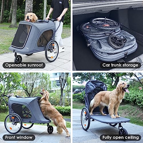 R8 Extra Large Foldable Pet Stroller for Large Dogs, Black I14277