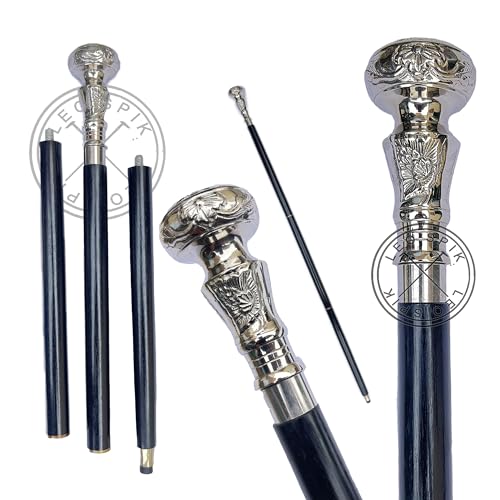 LEO SPIK Brass Walking Cane Wooden Walking Stick for Men and Women, Fancy Walking Canes, Victorian Design Costume Cane, Halloween Canes Unique Gift