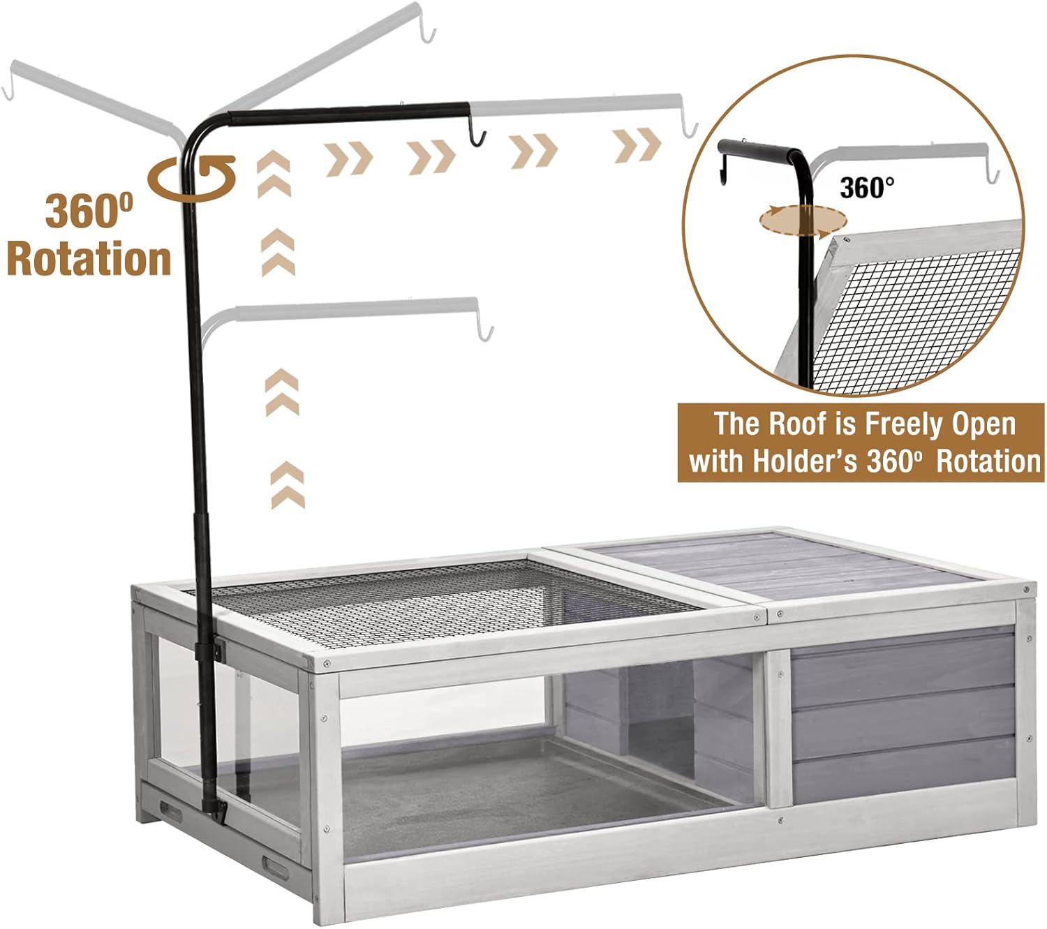 Wooden Tortoise House Habitat with Light Support and Slide Out Trays S70598