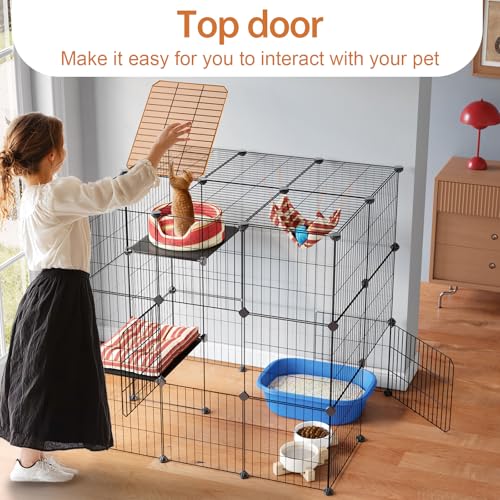 Oneluck 3-Tier Cat Cage Indoor Enclosure DIY Cat Playpen Catio Detachable Metal Wire Kennel D404