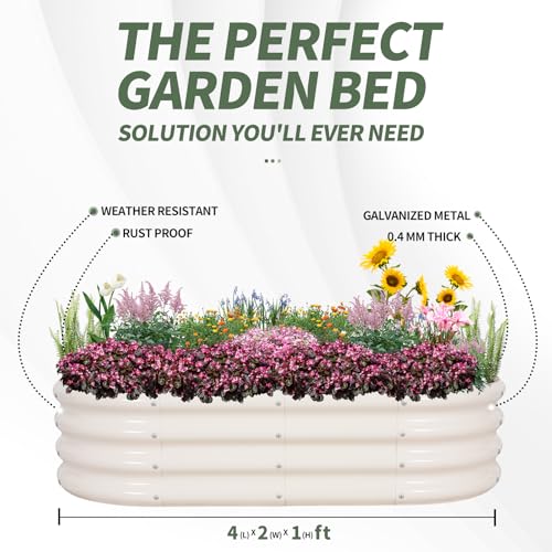 1MORE Galvanized Raised Garden Bed 4x2x1.4ft Metal Planter Box Outdoor D509