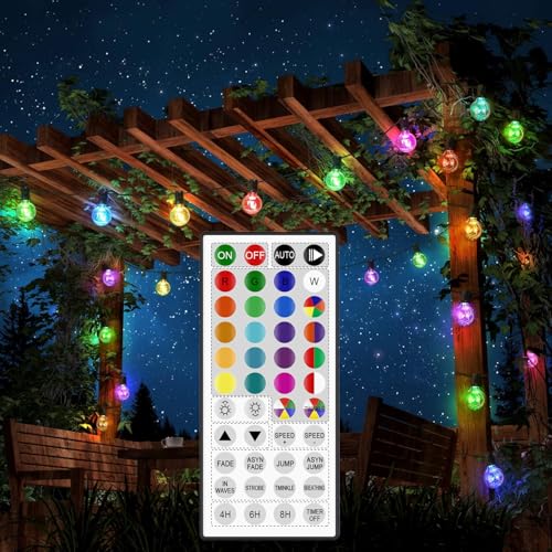 G40 LED Outdoor String Lights 30FT Connectable Waterproof with Remote I154