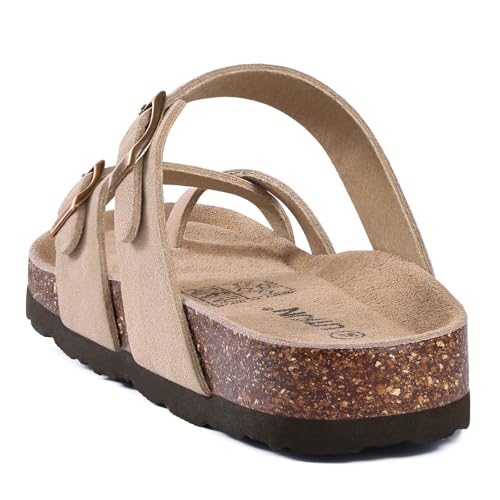Litfun Women's Suede Cork Footbed Sandals with Adjustable Buckle R84792