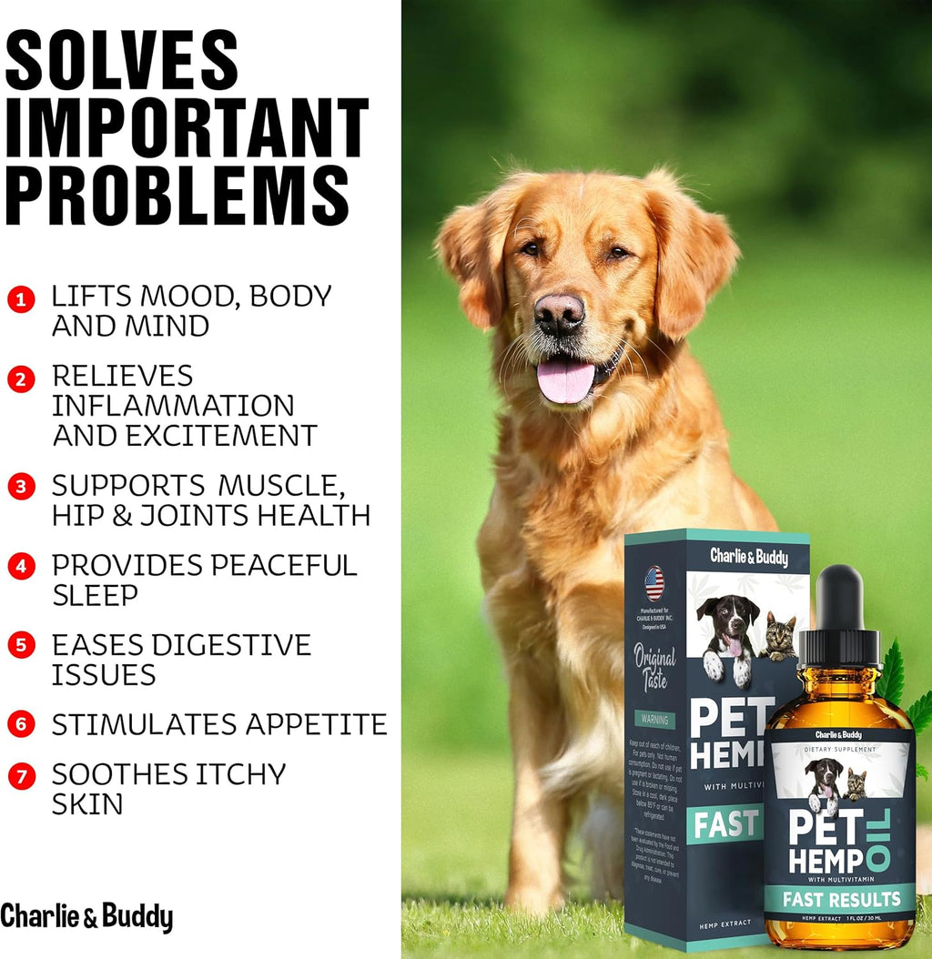 Charlie & Buddy Hemp Oil for Dogs Cats - Calming Treats I41456