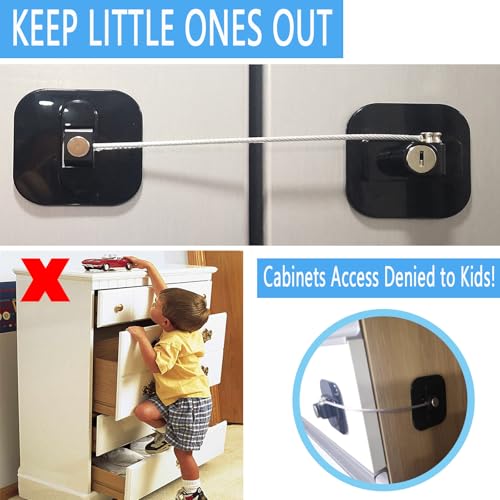 YEYA Refrigerator Lock, Baby Proof Cabinet Locks with Keys, 4 Pack I3658