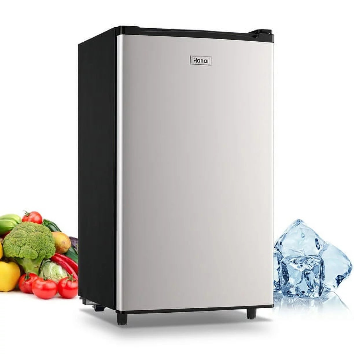 WANAI Mini Refrigerator 3.2 Cu.Ft, Single Door, Adjustable Removable Shelves Refrigerator Suitable For Dorm,Office,Living room Freezer Energy Saving for Garage Apartment Kitchen or Business, Black
