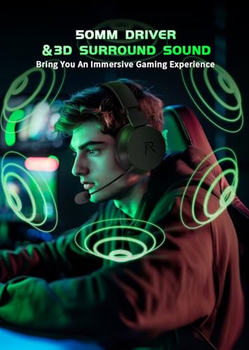 RYR Wireless Gaming Headset for Xbox, PS5, PS4, Bluetooth 5.3, Blackwhite W501869