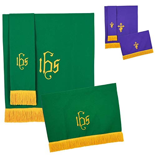 GraduatePro Set of 3 Reversible Parament Set Red White with Embroidered Gold Latin Cross