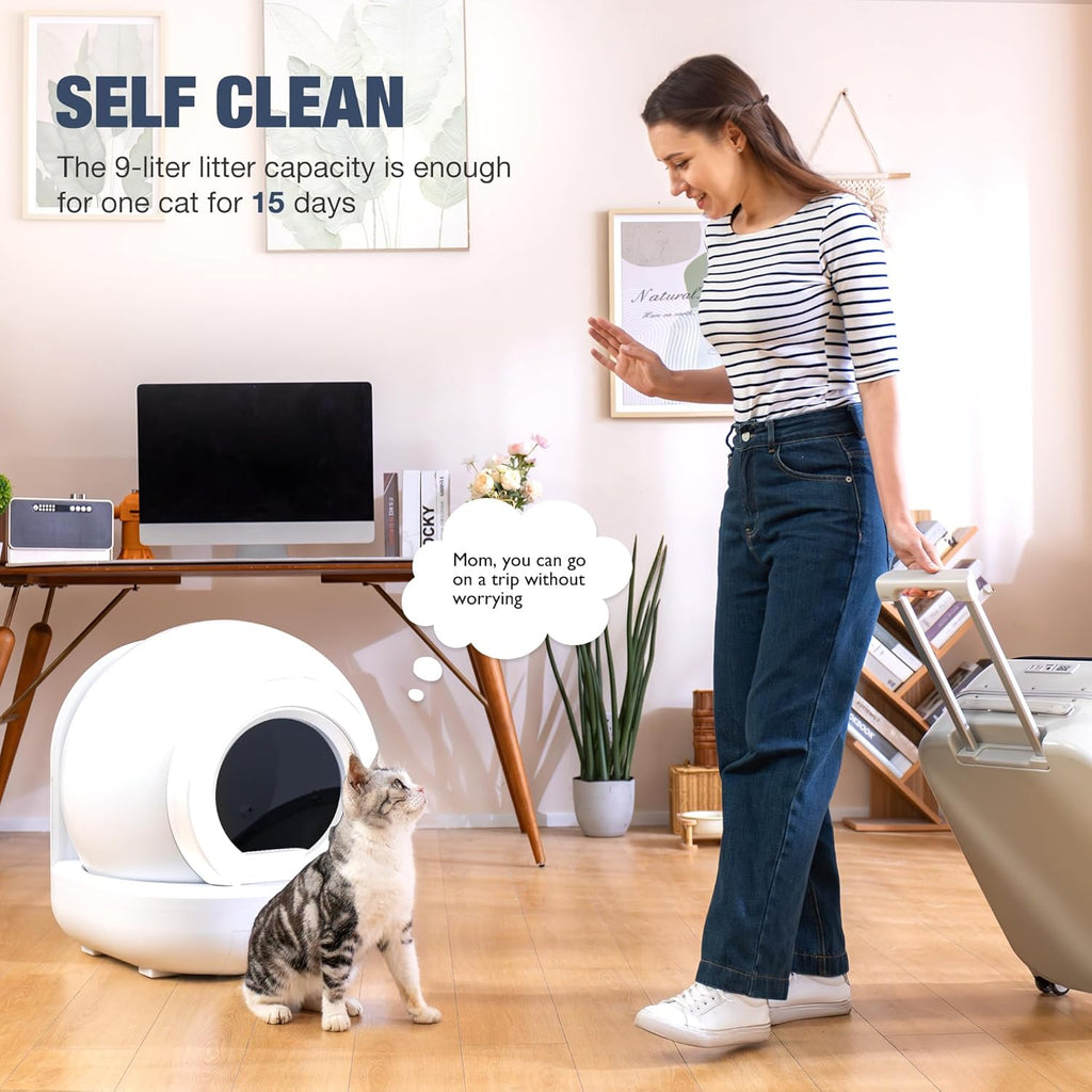 Self Cleaning Litter Box, Automatic for Multi Cats, APP Control, Pure White Z999061