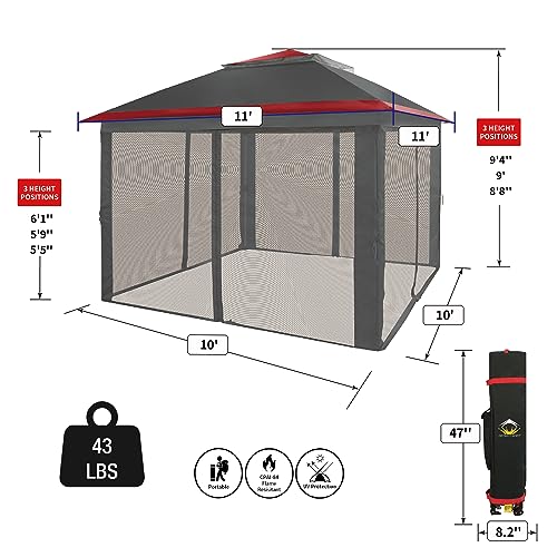 CROWN SHADES 13x13 Pop Up Gazebo with Wheeled STO-N-Go Cover Bag (Grey) N449398