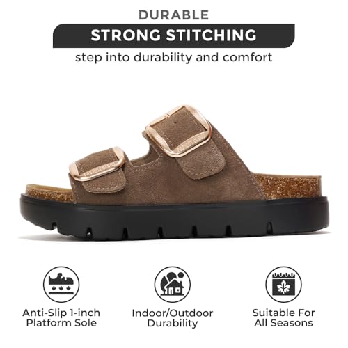 Project Cloud Genuine Leather Platform Wedge Sandals for Women with Memory Foam Insole A28730
