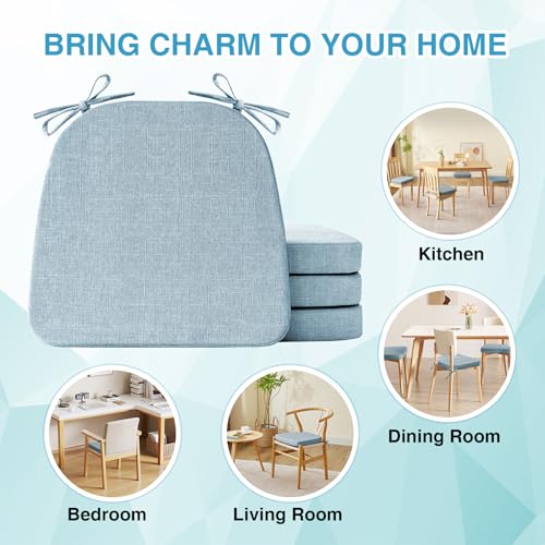 Chair Cushions for Dining Chairs Set of 4, Non Slip with Ties, Black H39445