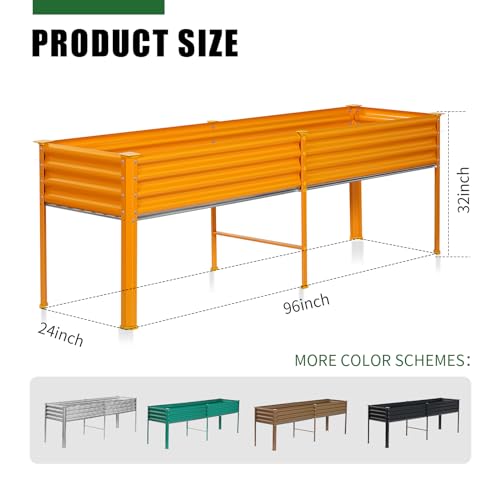 Land Guard Galvanized Raised Garden Bed with Legs, 48×24×32in Metal Elevated Planter Box Z11926