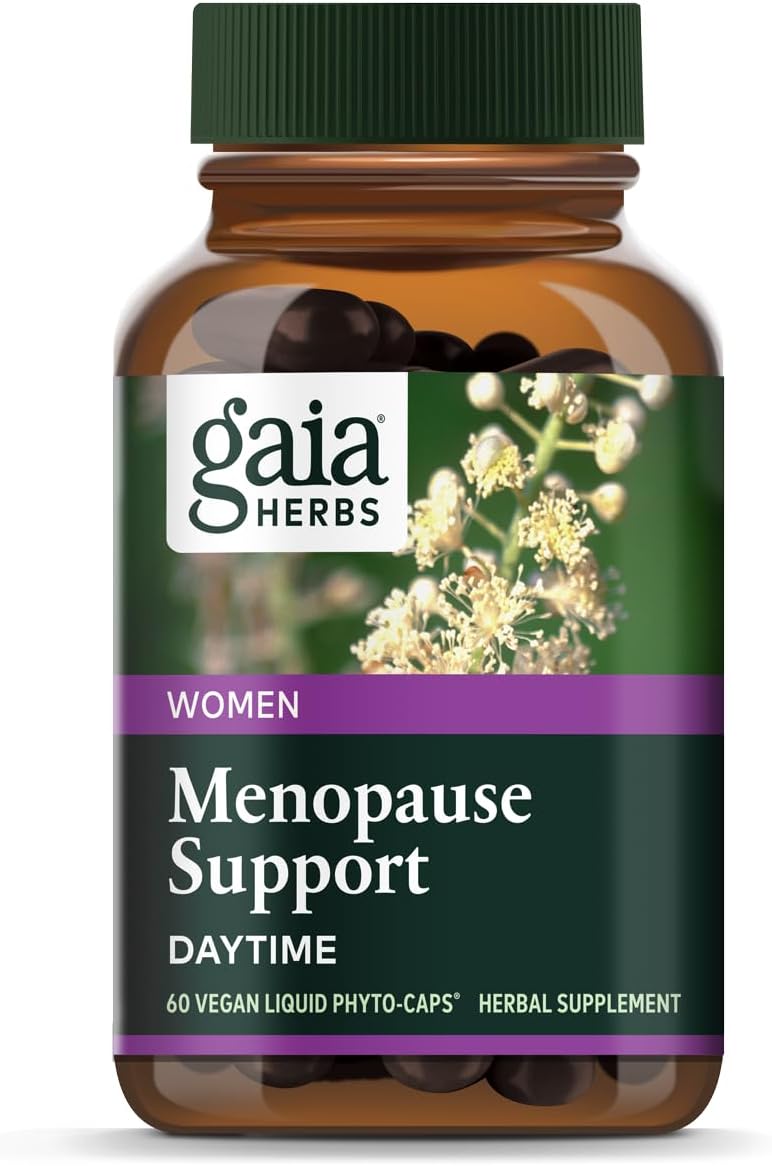 Gaia Herbs Menopause Support Daytime - Helps Maintain Hormone Balance and Well-being for Women - with Vitex, Black Cohosh, St. John’s Wort, and Oats - 60 Vegan Liquid Phyto-Capsules (20-Day Supply)