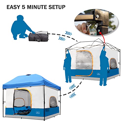 KAMPKEEPER Camping Inner Tent for 10x10 Straight Leg Canopy, Vented Roof, Khaki M60374