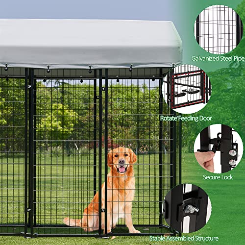 AHB Large Dog Kennel Outdoor Dog House with Waterproof Cover, 8x4x6 ft O3953