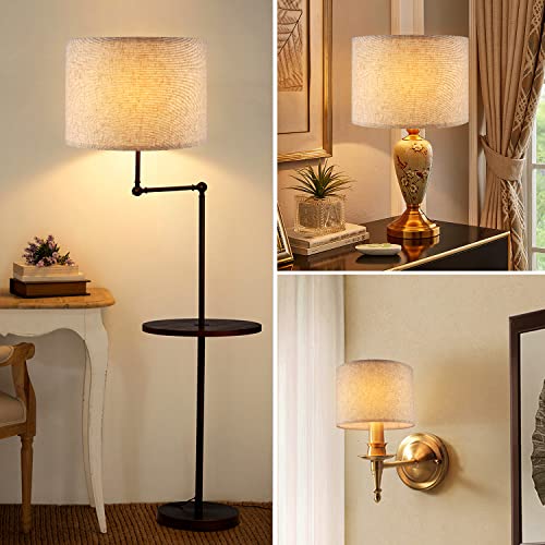 Beige Linen Drum Lamp Shades Set of 2 for Table, Floor & Pendant Lamps N3875