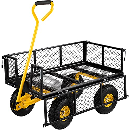 VEVOR 900 Lbs Heavy Duty Steel Garden Cart with 10" Tires and Removable Sides J262