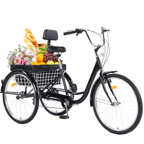 Adult 3-Wheel Tricycle 24/26-Inch 7-Speed with Basket D757