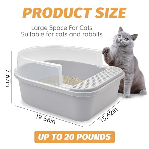 BNOSDM Large Sifting Cat Litter Box with High Sides and Scoop (Grey) Y6414