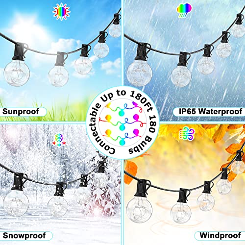 G40 LED Outdoor String Lights 30FT Connectable Waterproof with Remote I154
