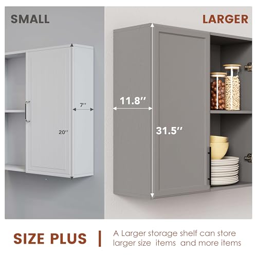 FIMELLO 30" White Wall Cabinet with Adjustable Shelf W977