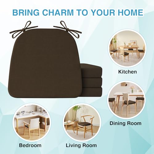 Chair Cushions for Dining Chairs Set of 4, Non Slip with Ties, Black H39445