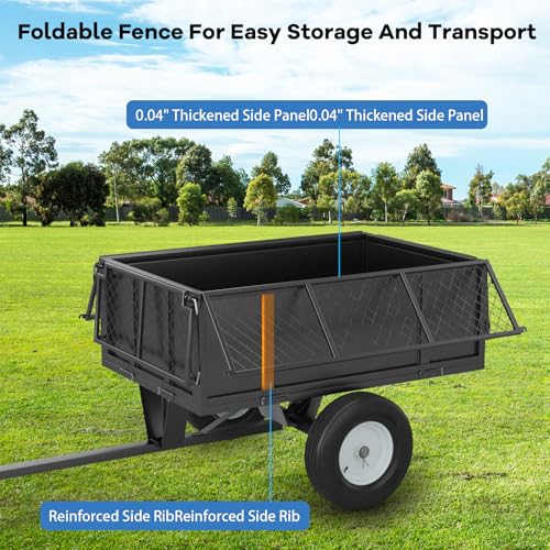 Heavy Duty Utility Trailer 750lbs Capacity 17 Cu. Ft. ATV Dump Trailer with Removable Sides Q9722