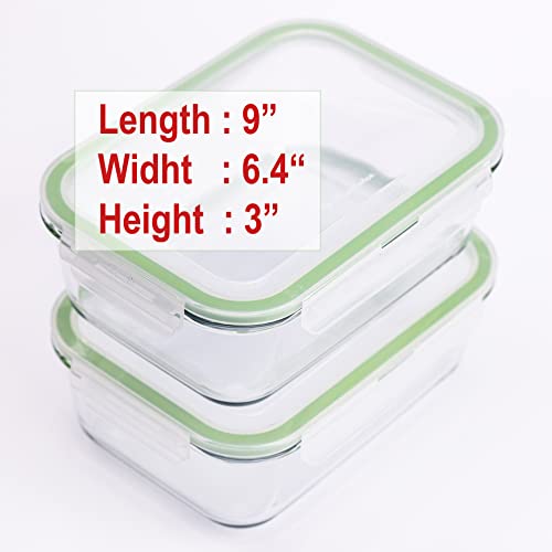 63 Oz Large Glass Food Storage Containers with Locking Lids, 2 Pack O368064