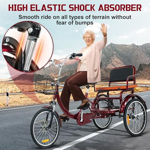 MOOITZ Adult Tricycle 20 Inch 3-Wheel Low Step-Through Cruiser Bike with Baskets X437