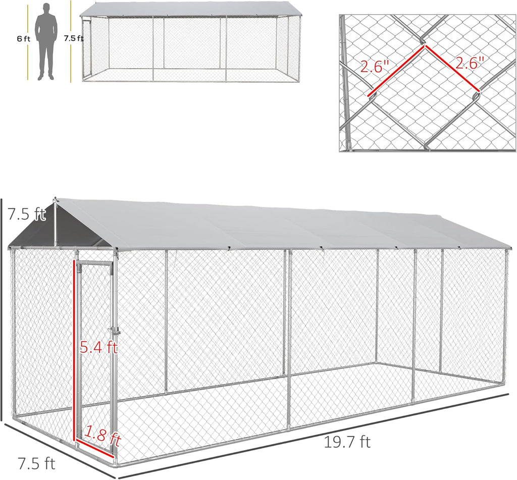 PawHut Large Dog Kennel Outdoor Heavy Duty Cage with Waterproof Cover K2938