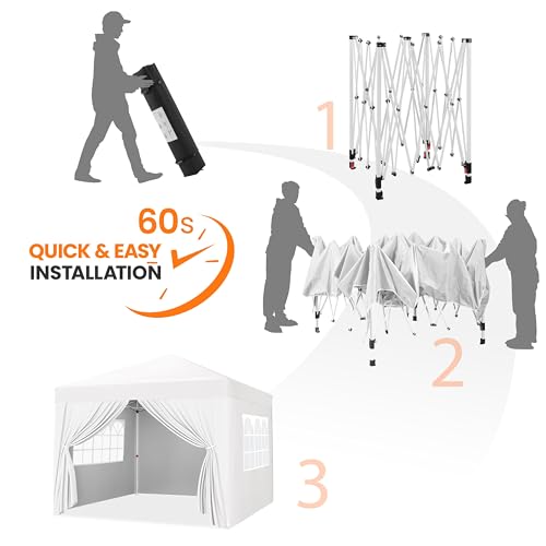 Yaheetech 10x10 Pop Up Canopy with 4 Removable Sidewalls, White F109731