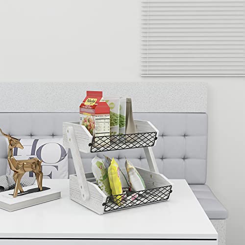 2 Tier Wooden Fruit Basket for Kitchen Countertop F760