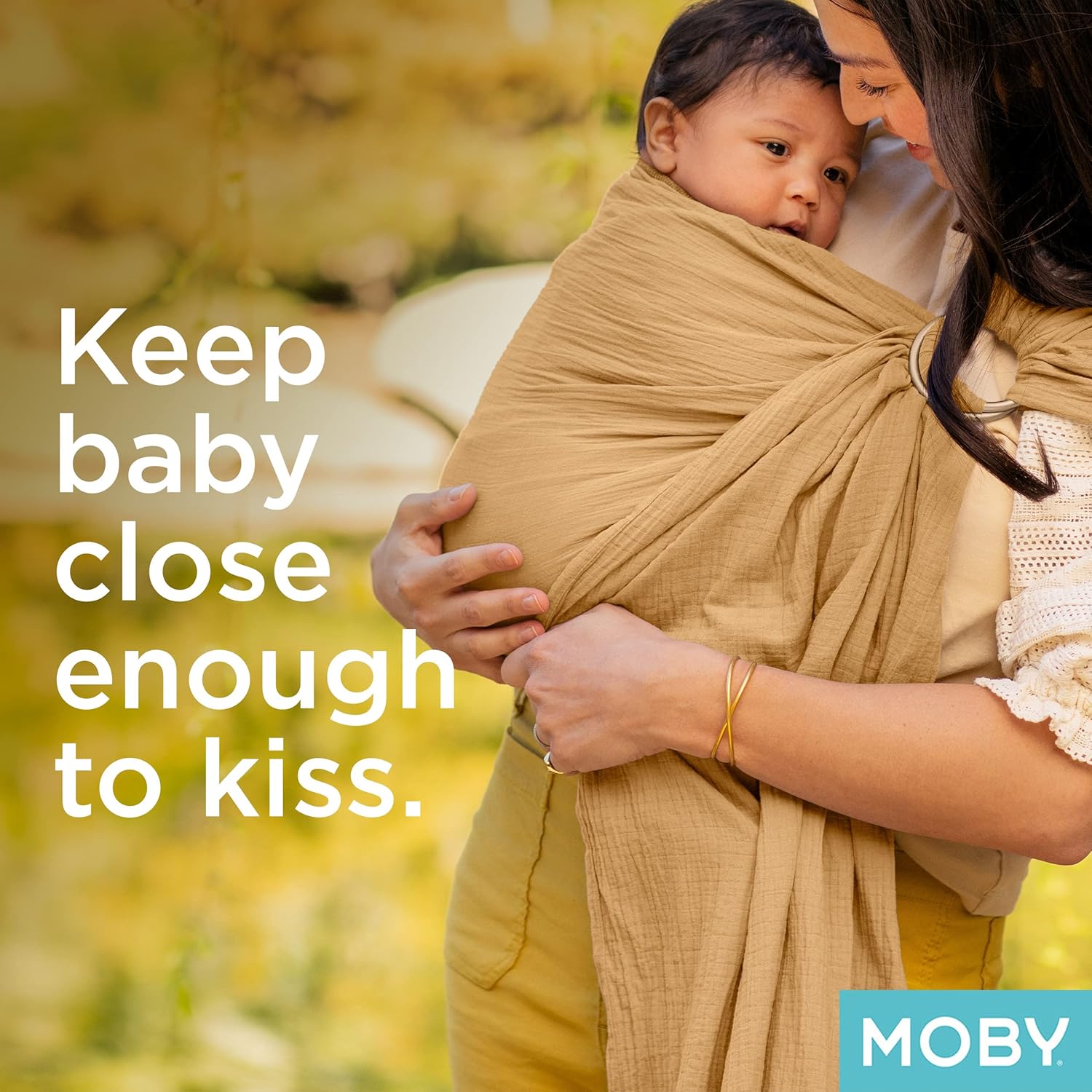 Moby Ring Sling Wrap Carrier for Newborns, Infants & Toddlers, Pewter Q280