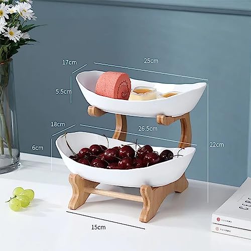 3 Tier Fruit Basket with Natural Bamboo Stand for Party & Wedding Q1966