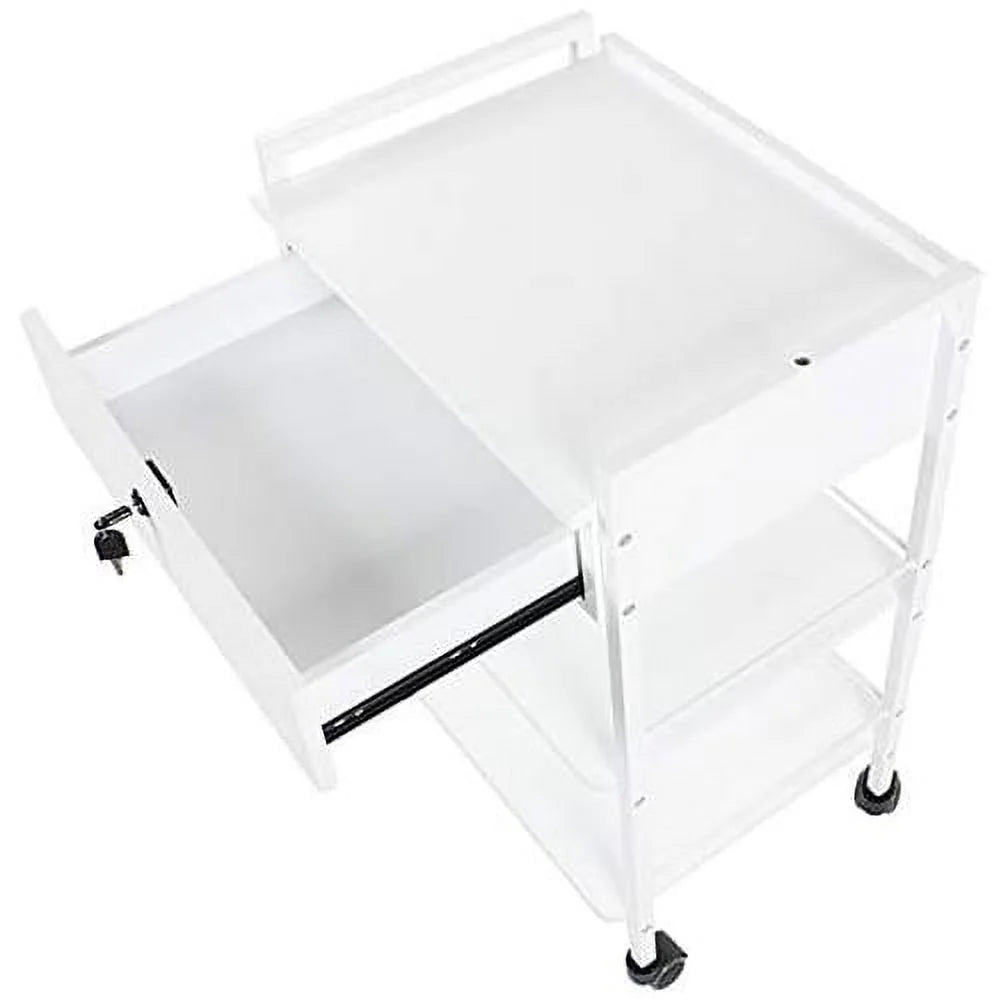 Pro Medical Dental Mobile Utility Cabinet Cart with Steel Frame and One Drawer L7394