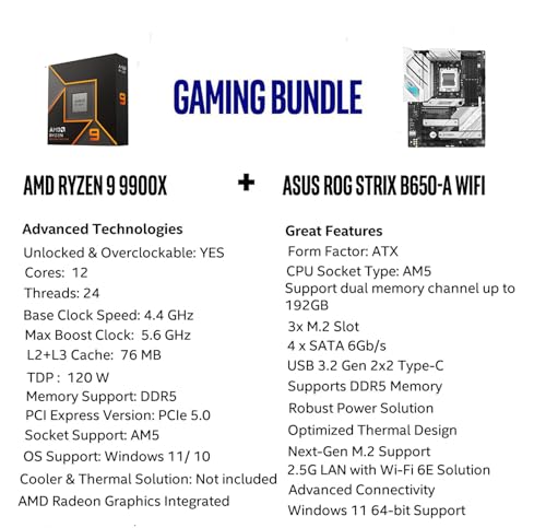 AMD Ryzen 7 7800X3D Desktop Processor with ASUS ROG Strix B650E-F Gaming WiFi Motherboard M47349