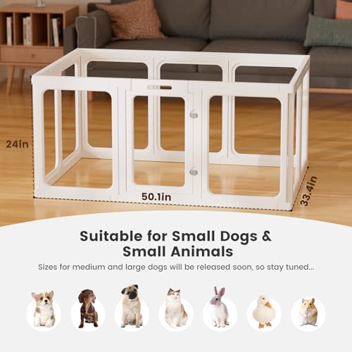 Clear Acrylic Dog Playpen 24" H Indoor Pet Fence for Puppy Small Dog Rabbit Cat R696