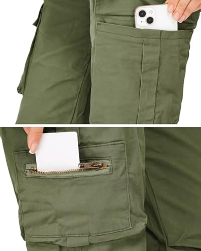 AKARMY Women's Relaxed Fit Cargo Pants with Zipper Pockets U989684